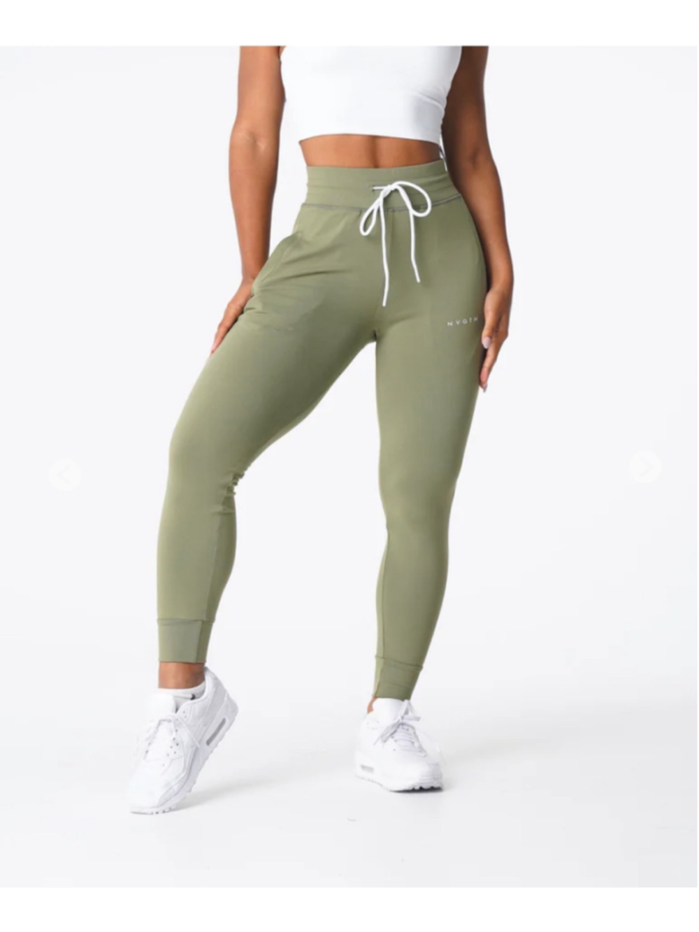 NVGTN Joggers Womens Size Medium Green Drawstring Athletic Pants Casual Stretch